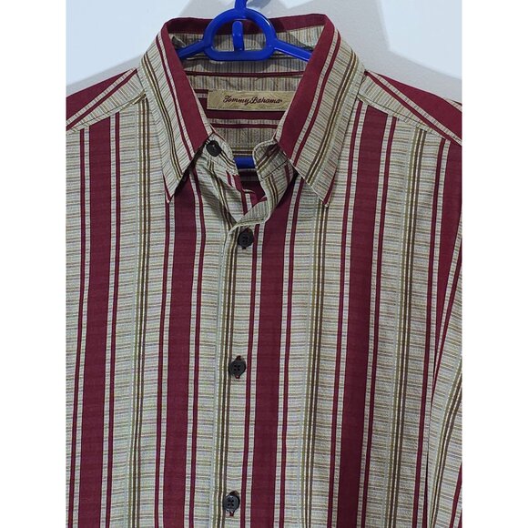 Tommy Bahama Men's Striped Button-Up Shirt S Red/Beige Cotton Blend - Picture 2 of 11